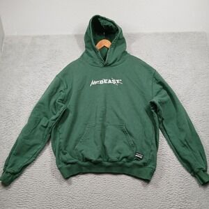 MrBeast Official Green‎ Hoodie Size Large "Sub To Beast" Graphic Sweatshirt